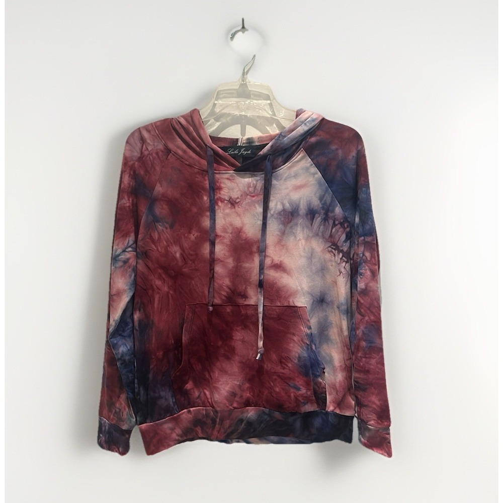 Laila Jayde Tie Dye Pullover Women's Hoodie Kangaroo Pocket Long Sleeve Small